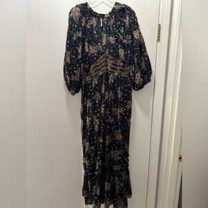 Free People Black/tan/brown maxi dress. Euc.
